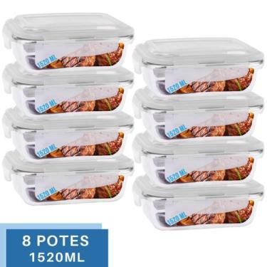 Imagem de Conjunto 8 Pote Vidro Hermético Tampa Mantimentos 1520ml - QUALITY HOU