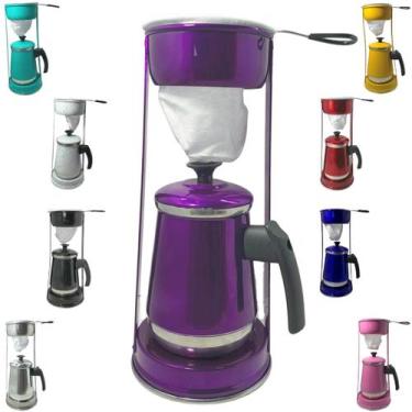 Imagem de Bule Com Mancebo 1,2L Coador De Café colorido Retro em Alumínio Mariqu