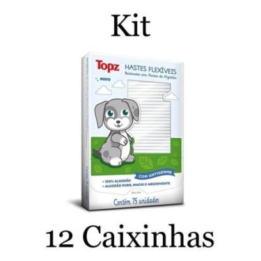Imagem de Cotonete Para Bebê Topz Baby Com 75 Und - Kit Com 12 Caixas - Cremer