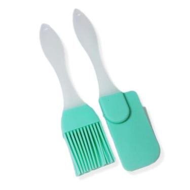 Imagem de 2 Utensílios Espatula Pincel Culinário Silicone 18 Cm Acrílico - Peque