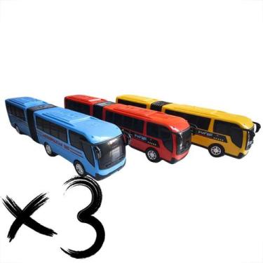 Imagem de Kit 3 Ônibus De Brinquedo Grande Articulado Sanfona Realista - DIVERPL