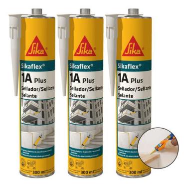 Imagem de Kit 3 Selante Sikaflex 1a Plus Cinza Cartucho 300ml - Sika