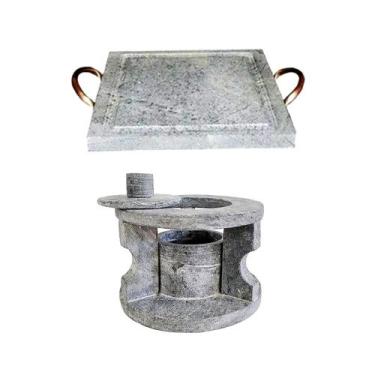 Imagem de Fogareiro Réchaud P e Chapa Quadrada 20x20cm Pedra Sabão - Industria S