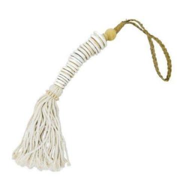 Imagem de Colar de Mesa Decorativo Branco 60cm Detalhes Bege Luxo - LUXdécor