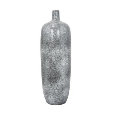 Imagem de Vaso Grande Porcelana Textura Cinza Borda Dourada Luxo - LUXdécor