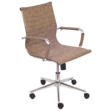 Imagem de Cadeira De Escritório Eames Esteirinha PU Baixa Retrô - Tatu Bola Móve