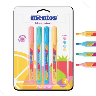 Imagem de Caneta Marca Texto Com Cheirinho bala mentos 4 cores