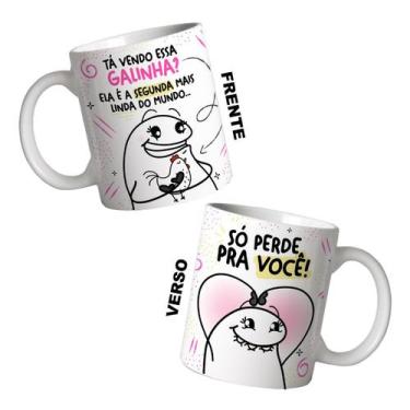 Imagem de Caneca 325ml Flork Amiga Tá vendo essa galinha ela é a - LARANJA E MIM