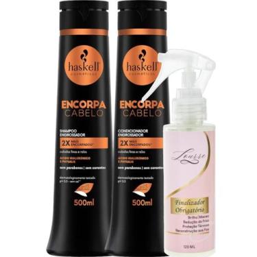 Imagem de Kit Encorpa Cabelo Shampoo + Cond 500ml Haskell + Finalizador Obrigató