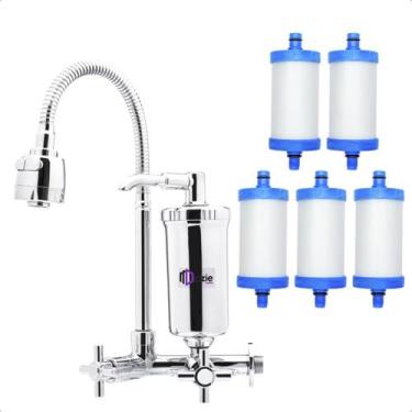 Imagem de Torneira Com Filtro Cozinha Parede Gourmet Abs C33 + 4 Refil - Dazie M