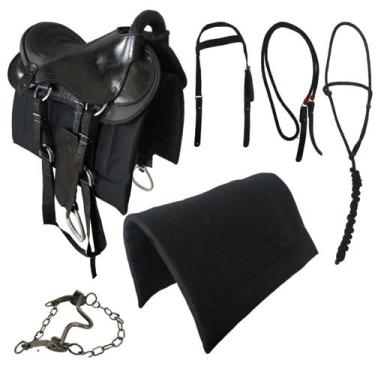 Imagem de Sela australiana com arreata completa couro manta cabresto freio selar