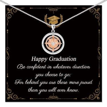 Imagem de FANCIBAND Presentes de formatura para ela, colar de bússola de prata/ouro 2024 para mulheres, presentes de pós-graduação para melhores amigas, filha, neta, Medium, Banhado a ouro, Sem Pedra Preciosa