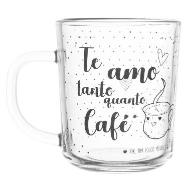 Imagem de Caneca De Café Te Amo Vidro Transparente 220ml Xícara Lyor