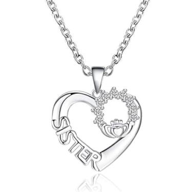 Imagem de CASOLVX Colar prata Soul Sister Colar Forever Love Sister Colar BFF Colar Amizade Colar Joias para Mulheres e Meninas Adolescentes, standard, Metal, Strass