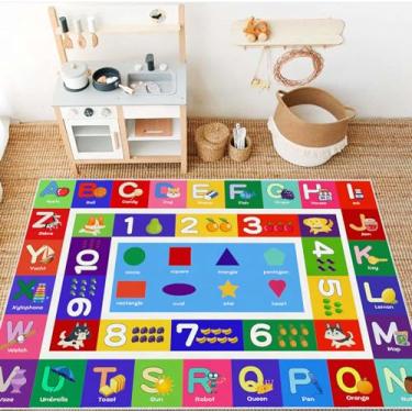 Imagem de Sejiarep Tapete ABC Kids ABC alfabeto – 6 m x 10 m número alfabeto forma fruta aprendizagem tapete área educacional – tapete grande antiderrapante para quarto infantil (alfabeto retangular, 8 x 1,2 m)