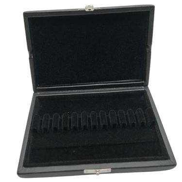 Imagem de Esquirla Caixa de palhetas de oboé, estojo de couro PU para palhetas, caixa de armazenamento de palhetas de oboé com 12 compartimentos, estojo de armazenamento
