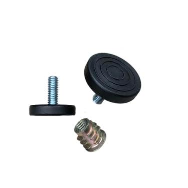 Imagem de SINGTAN Parafuso rosqueado de 3/20.3 cm-16, pacote com 8, niveladores de móveis com porcas rosqueadas, pés de móveis de base de 3,8 cm, pé de ajuste resistente, pernas ajustáveis de móveis de 2,5 cm,