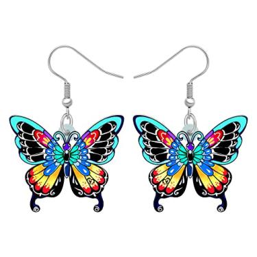 Imagem de DALANE Brincos de borboleta fofos de acrílico, pingentes, insetos, borboletas, presentes para decoração feminina, 27mm x 32mm, Acrílico, Sem pedra preciosa