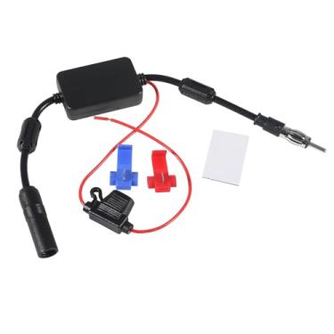 Imagem de AEDIKO Amplificador de sinal de antena de rádio FM AM estéreo para carro, fonte de alimentação, adaptador de conector DIN para veículos, caminhões, SUV, carro, áudio, rádio, estéreo, receptor