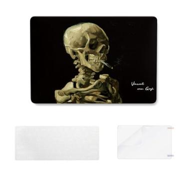 Imagem de LiMon Arts Capa compatível com MacBook Pro 13 polegadas A2289/A2251/A2338 M1 versão 2022, 2021, 2020-2016, capa preta com arte Van Gogh Cool Skeleton Abstractwith capa de teclado e protetor de tela