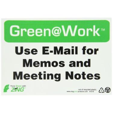 Imagem de Zing Green Products 1018 Placa de plástico reciclado verde no trabalho "Use E-Mail for Memos and Meeting Notes", preto/branco/verde, 25,4 cm de comprimento, 17,8 cm de largura