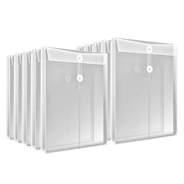 Imagem de Envelopes de corda de plástico transparente tamanho letra com suporte de pasta de projeto de arquivo de expansão 10 peças