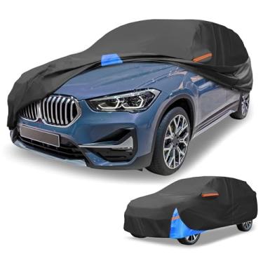 Imagem de Partuto 1 peça capa universal para carro à prova d'água para todos os climas, automotiva, externa, anti-UV, proteção contra chuva e sol, cobertura externa completa 190T Polyeste preto azul adequado