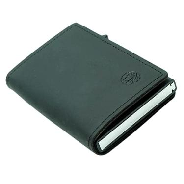 Imagem de Carteira Air Tag de couro genuíno RFID porta-cartão de crédito minimalista carteira de bolso, Preto, Minimalista