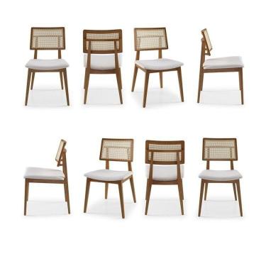 Imagem de Kit 8 Cadeiras Palermo Madeira Maciça Encosto Tela Assento Estofado Freijó