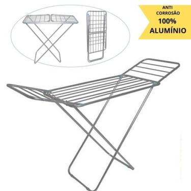 Imagem de Varal de Chão Para Roupas Com Abas Em Alumínio Dobrável Retrátil - Max