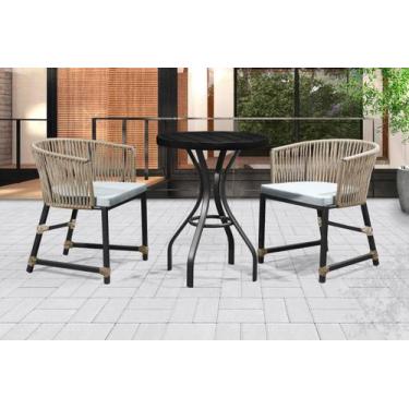 Imagem de Conjunto 2 Poltronas e Mesa Corda Náutica Alumínio Pintado Para Área E