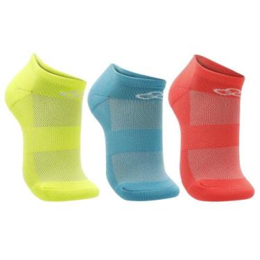 Imagem de Kit Meia Olympikus Neon Cano Invisivel 3 pares, 38, Colorida