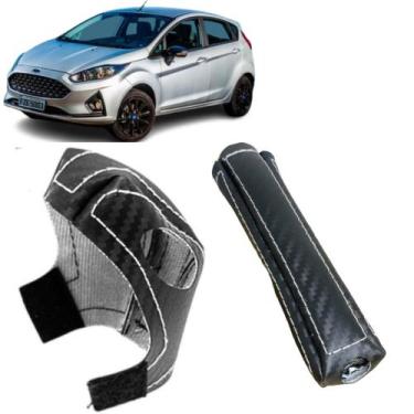 Imagem de Kit Capas Carbon Manopla Câmbio Automático + Alavanca Freio de Mão Fie