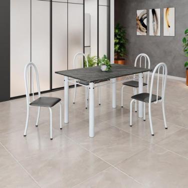 Imagem de Conjunto de Mesa Tubular 120cm X 75cm Tampo com 4 Cadeiras - Soma Móve