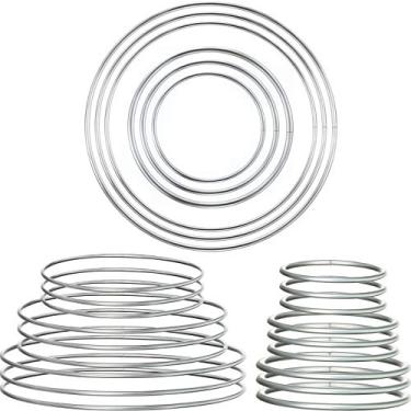 Imagem de Hotop Argolas de metal apanhador de sonhos de metal macramê aço artesanato argola floral para grinaldas projetos de macramê (24 peças, círculo)
