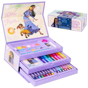 Imagem de Disney Conjuntos de pintura infantil, conjuntos de materiais de arte, mais de 40 peças, conjuntos de colorir para crianças com giz de cera, presentes de desejos para meninas