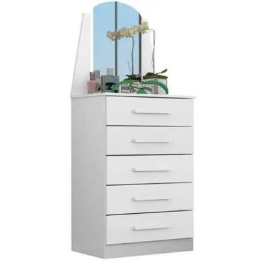 Imagem de Cômoda Veneza 5 Gavetas com Espelho Albatroz, Branco