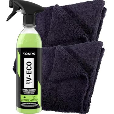 Imagem de Kit Ecológico Vonixx Limpeza e Proteção A Seco V-eco Fast Limpador Ecológico Toalha Felpuda 40x40 410gsm Vonixx