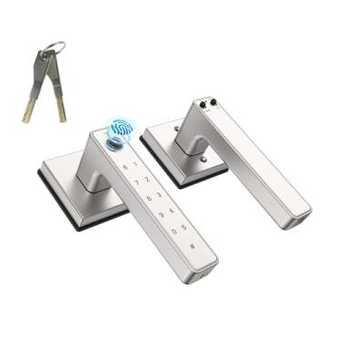 Imagem de KENRONE Trava de maçaneta de porta com impressão digital, fechadura de porta frontal sem chave com teclado, fechaduras inteligentes para portas de casa, quarto, escritório, hotel, garagem