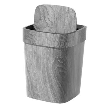 Imagem de WeiLaiKeQi Lata de lixo pequena, anéis de pressão, lixeira decorativa rústica, cesta de lixo para decoração, dormitório, quarto, banheiro, L with Lid