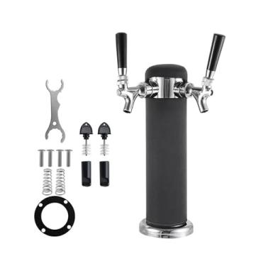Imagem de Fabricação caseira de cerveja Beer Tower With Black Cover,Double Beer Tap Beer Dispenser,Beer Faucet Keg Tower For Bar/Homebrew/Party Acessórios para vinho
