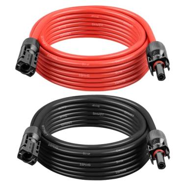Imagem de Cabo de extensão de painel solar – Fio solar 10AWG 15FT com conector à prova d'água fêmea e macho fio fotovoltaico para trailer, sistemas fotovoltaicos, casa, barco, painéis solares, carro (4,5 m