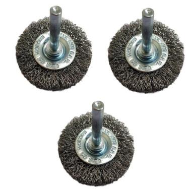 Imagem de Kit Jogo 3 Escova de Aço Circular 50mm com Haste - Rayco