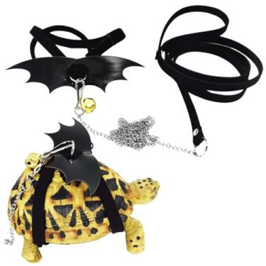 Imagem de Arnês de tartaruga ajustável com conjunto de asa e guia de couro macio para tartaruga, animal de estimação, caminhada ao ar livre, corda de controle de chumbo, coleira peitoral para suprimentos de