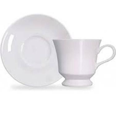 Imagem de Conjunto 12 Xícaras com Pires de Porcelana Branca 80ml Servir Chá Café