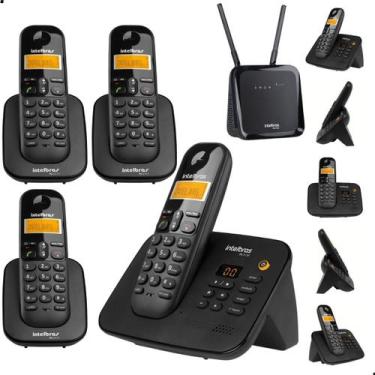 Imagem de Telefone Sem Fio Secretária Eletrônica + 3 Ramal Para Chip 4 - Intelbr