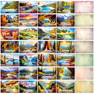 Imagem de PARTH iMPEX Conjunto de cartões-postais dos Parques Nacionais dos EUA 63 - Kit de colagem de parede de estética de pôsteres de viagem vintage - Cartões para todas as ocasiões, fotos exclusivas da