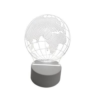 Imagem de Luminária Abajur Globo Terreste Mapa Mundi Terra Tacrílico Led 3d Mesa