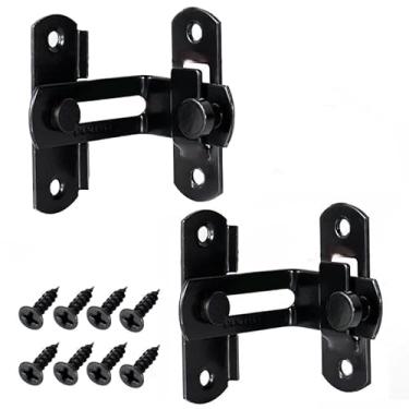 Imagem de Trava de celeiro (2 pacotes com conjunto de parafusos) - Trava deslizante de fechadura de porta - Fechadura de porta de segurança doméstica para celeiro banheiro, garagem, quarto, armário (90 graus x