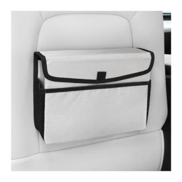 Imagem de Osilly Caixote do lixo de carro, impermeável, dobrável, saco de lixo para pendurar, organizador de lixo automotivo, acessórios para contêineres, universal para SUV, Sedan, caminhão (cinza)